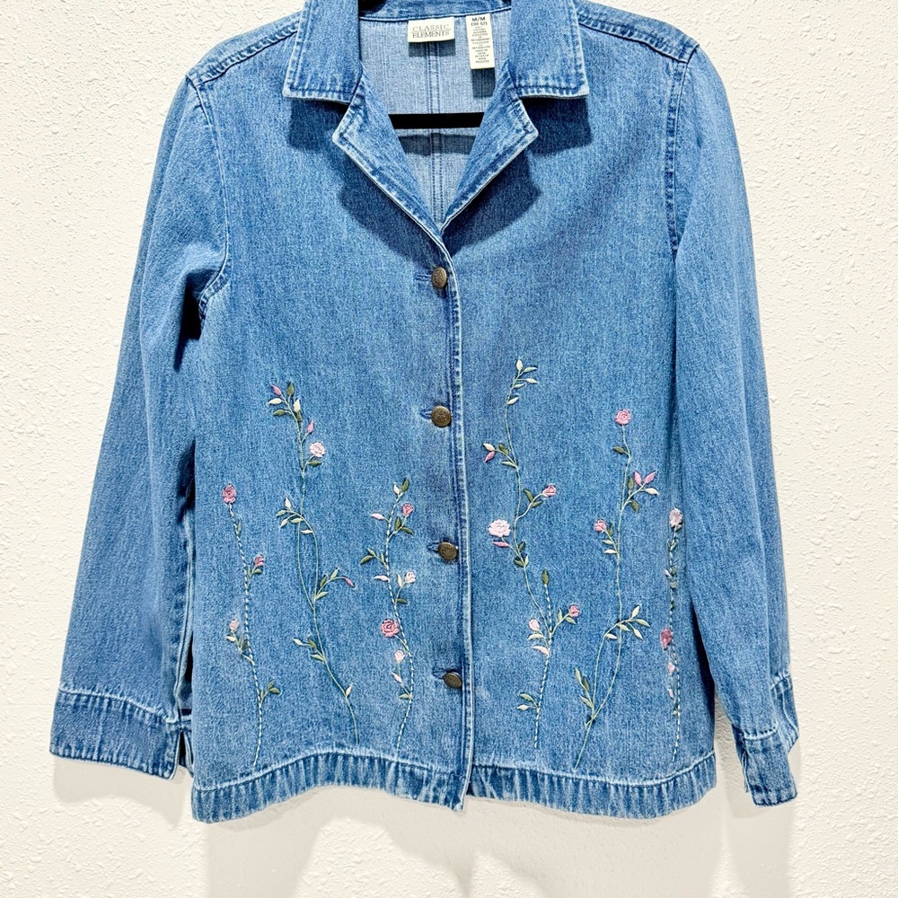 Classic Elements Blue Denim Button Down Shirt 10 - image 1